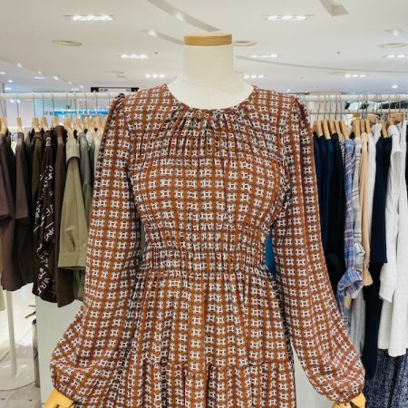 패턴 주름 원피스