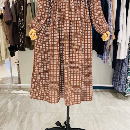 패턴 주름 원피스