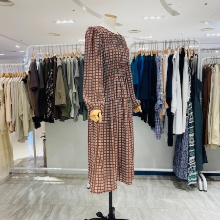 패턴 주름 원피스