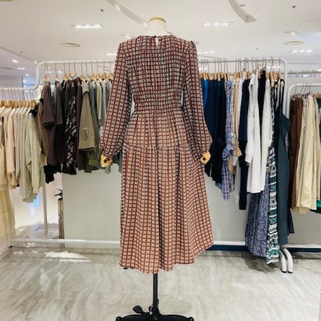 패턴 주름 원피스