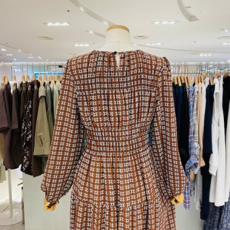 패턴 주름 원피스