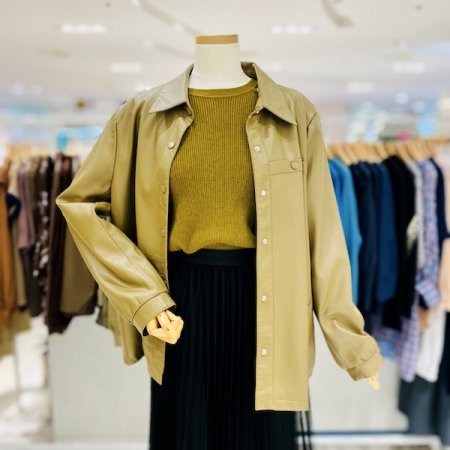 똑딱 버튼 가죽 점퍼