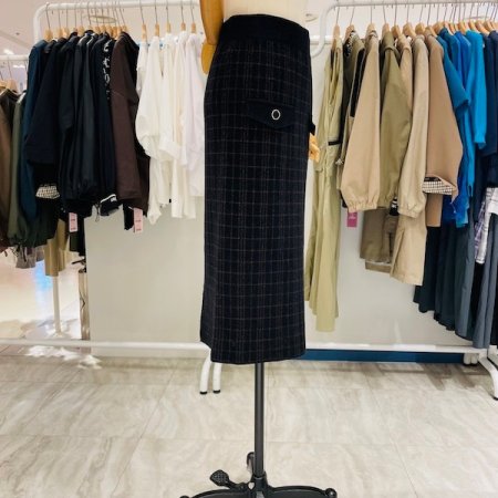 H라인 체크 포켓 스커트