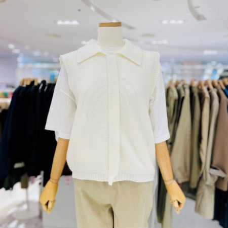 카라 니트 버디 지퍼 베스트