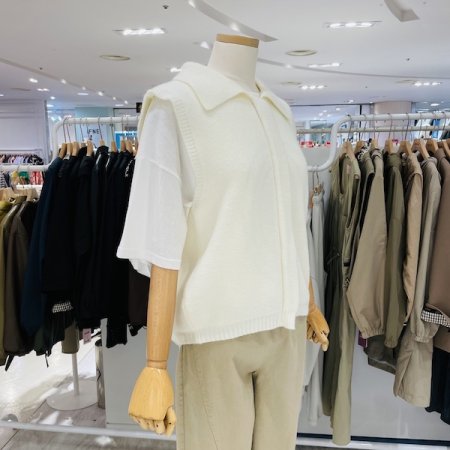 카라 니트 버디 지퍼 베스트