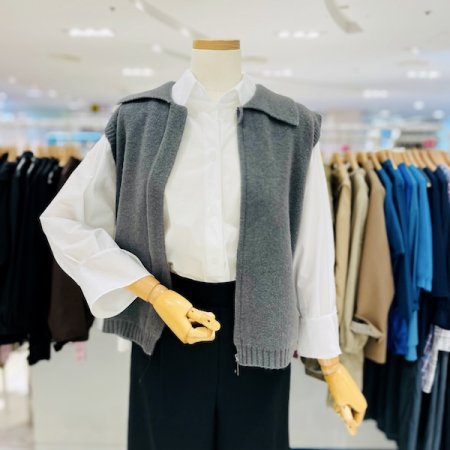 카라 니트 버디 지퍼 베스트