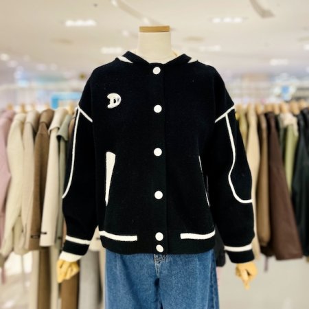 배색 니트 야구 점퍼