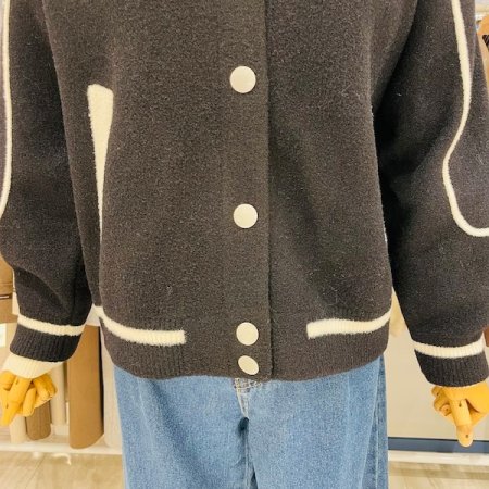 배색 니트 야구 점퍼