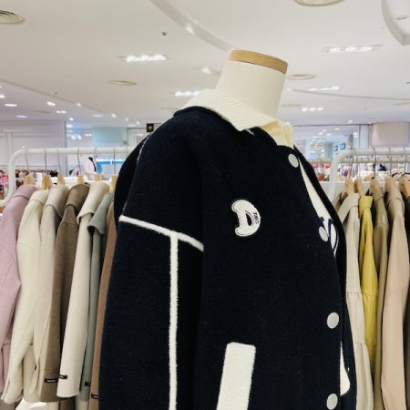 배색 니트 야구 점퍼