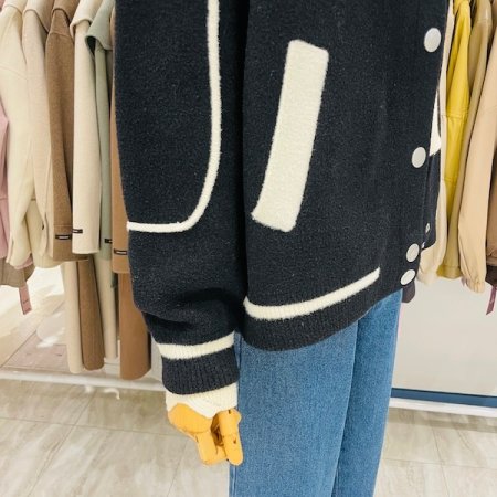 배색 니트 야구 점퍼