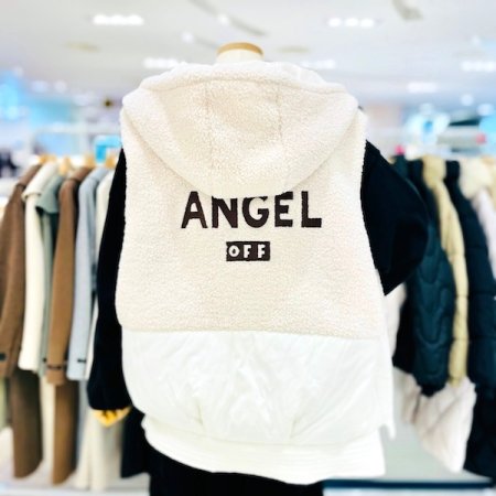 부클 후드 배색 패딩 베스트