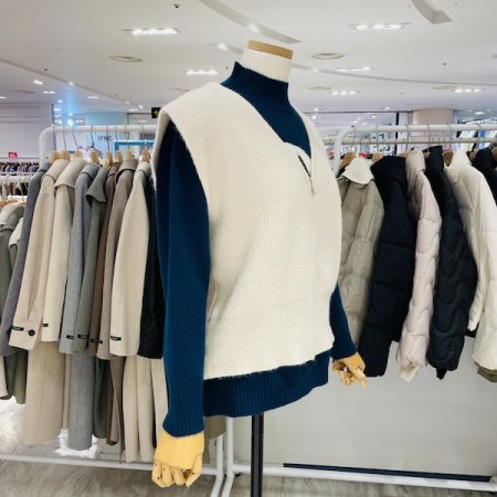 지퍼 니트 브이넥 베스트