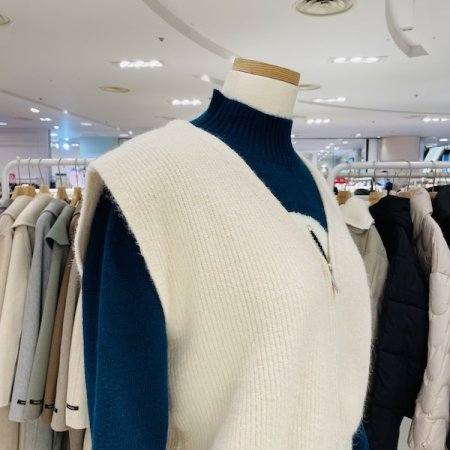 지퍼 니트 브이넥 베스트