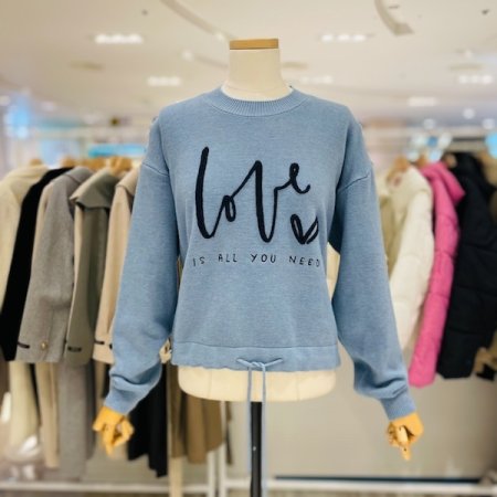러브 레터링 라운드 니트