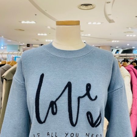 러브 레터링 라운드 니트