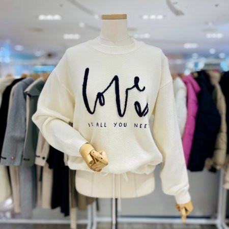 러브 레터링 라운드 니트