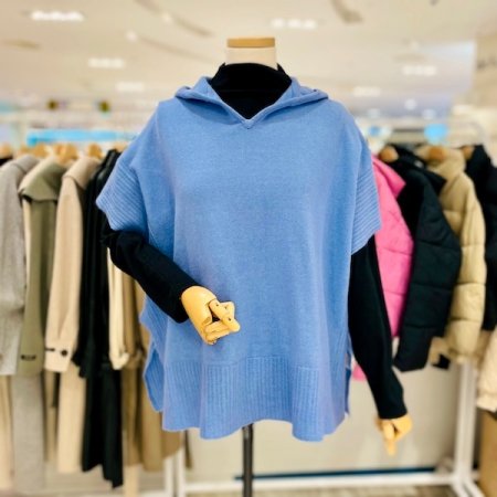 후드 박시 망토 조끼