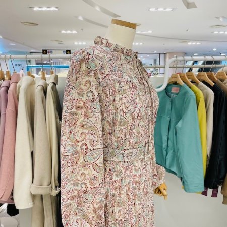 플리츠 나염 롱 원피스