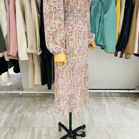 플리츠 나염 롱 원피스