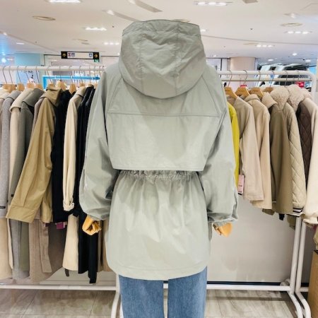 날개 후드 허리 스트링 점퍼