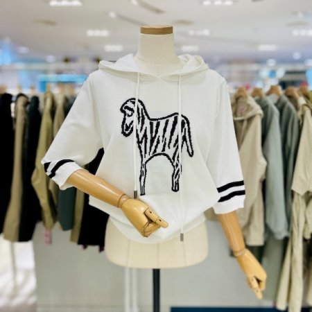 5부 소매 얼룩말 후드니트