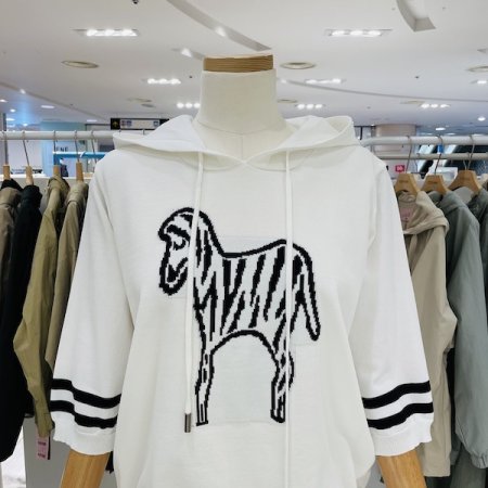 5부 소매 얼룩말 후드니트