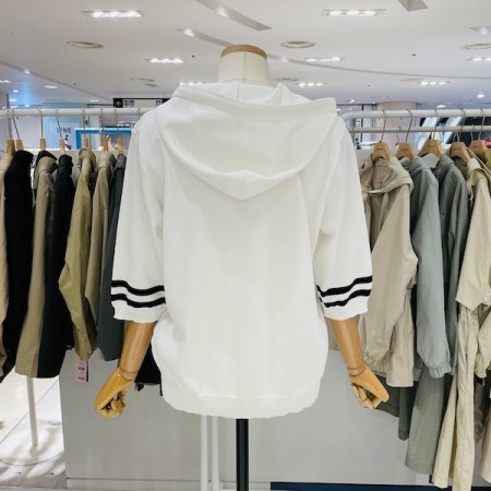 5부 소매 얼룩말 후드니트