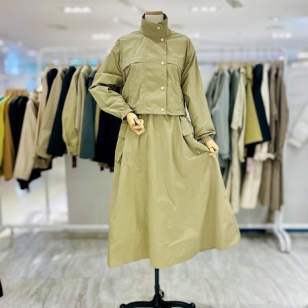 원피스 배색 점퍼 세트