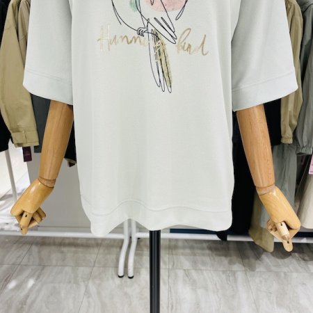 6부 소매 앵무새 티셔츠