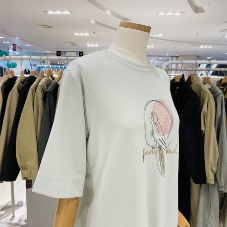 6부 소매 앵무새 티셔츠