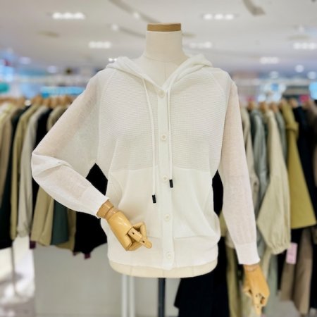 후드 까실 와플 가디건