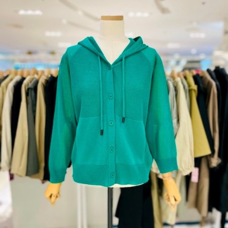 후드 까실 와플 가디건