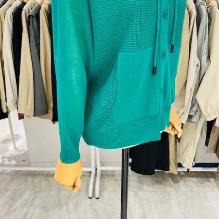 후드 까실 와플 가디건