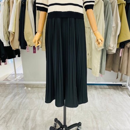 지퍼 카라 배색 원피스