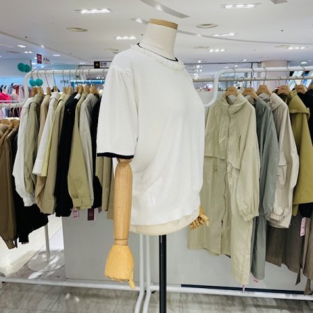 진주목걸이 반팔 니트