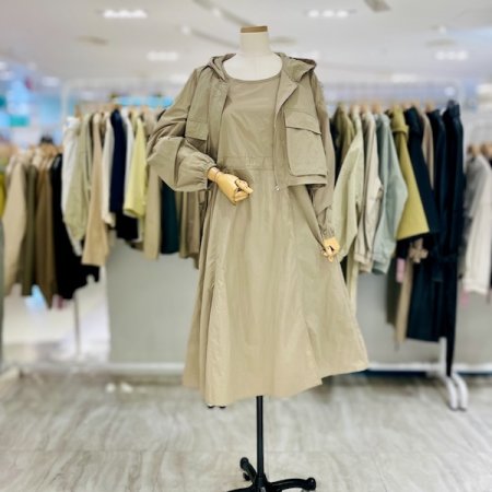 스트링 나시 원피스 후드 점퍼 세트