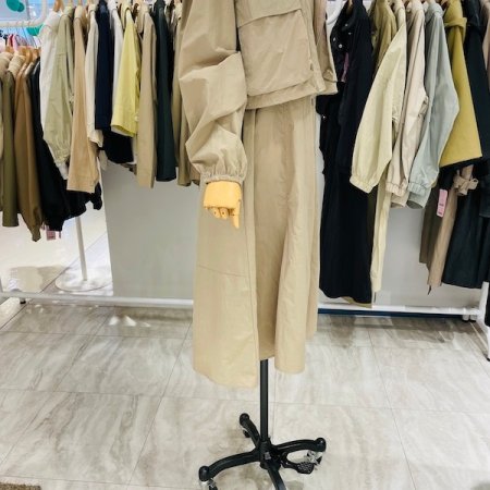 스트링 나시 원피스 후드 점퍼 세트