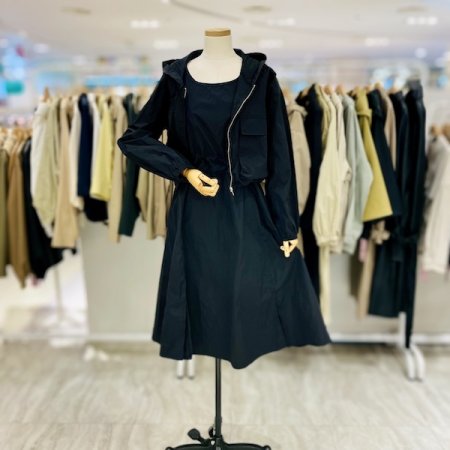 스트링 나시 원피스 후드 점퍼 세트