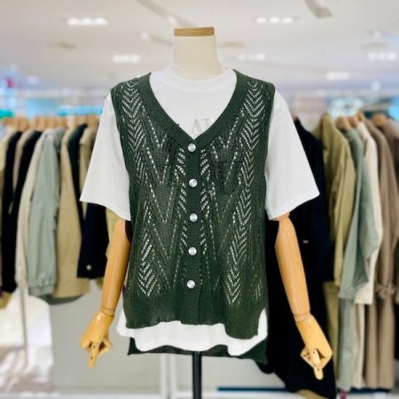 스카시 언발 니트 조끼