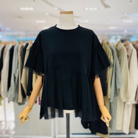 쉬폰플리츠 라운드 티셔츠