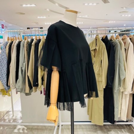 쉬폰플리츠 라운드 티셔츠