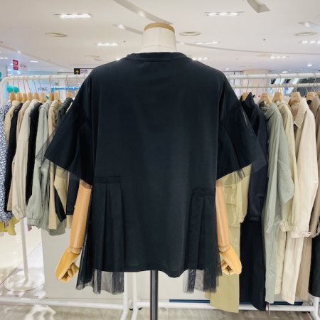 쉬폰플리츠 라운드 티셔츠