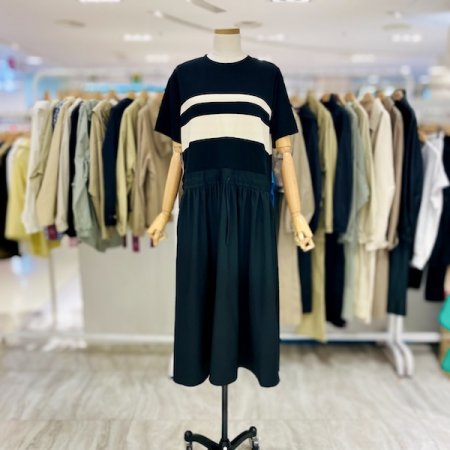 단가라 배색 원피스