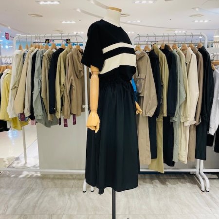 단가라 배색 원피스