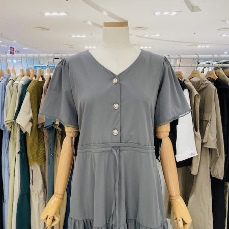 허리끈 플리츠 원피스