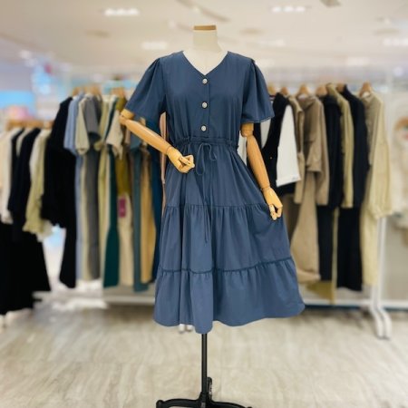 허리끈 플리츠 원피스