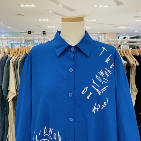 밑단 스트링 레터링 셔츠