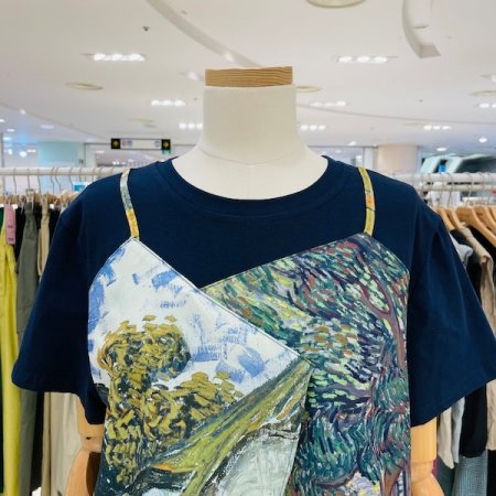 나염 끈 조끼 반팔 티셔츠