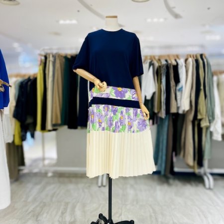 밑단 플리츠 플라워 원피스