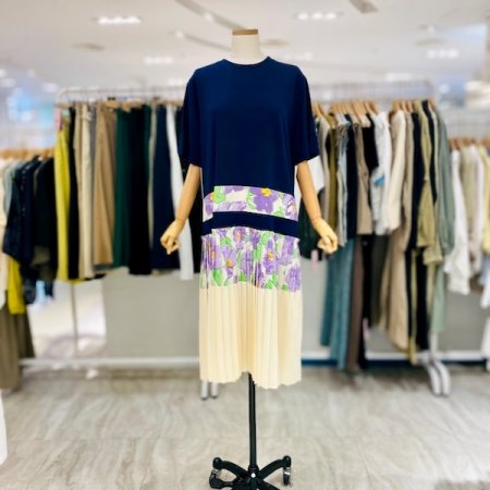 밑단 플리츠 플라워 원피스